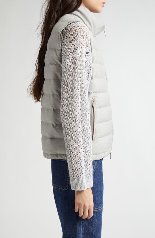 Eleventy Wool Blend Down Puffer Vest In Light Melange Grey