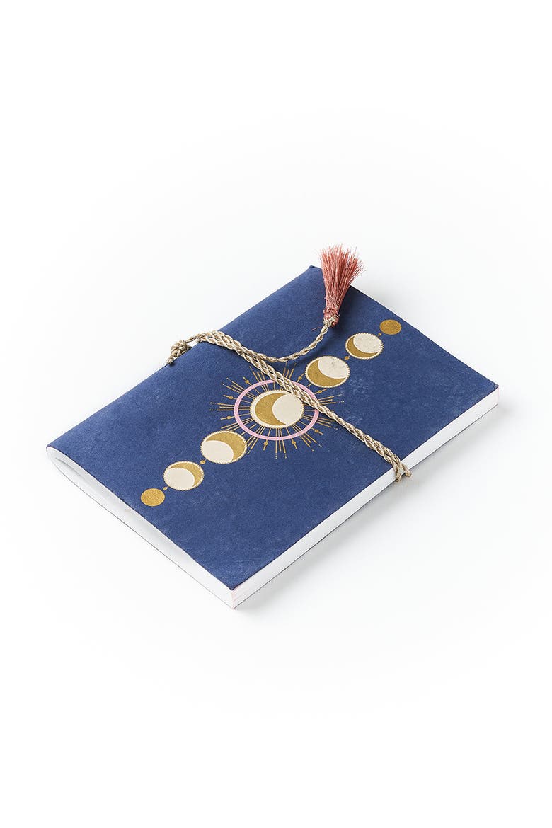 Indukala Moon Phase Journal Recycled Paper, Alternate, color, Blue