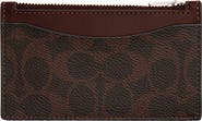 COACH Signature Coated Canvas & Leather Zip Card Case