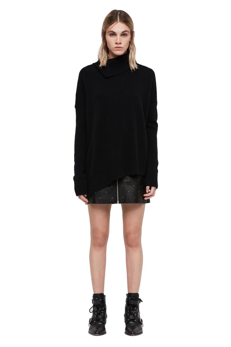 Witby Roll Neck Cashmere Sweater, Alternate, color, BLACK