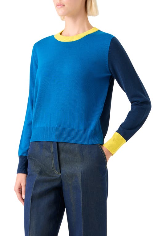 Akris Punto Colorblock Virgin Wool Sweater In Blue