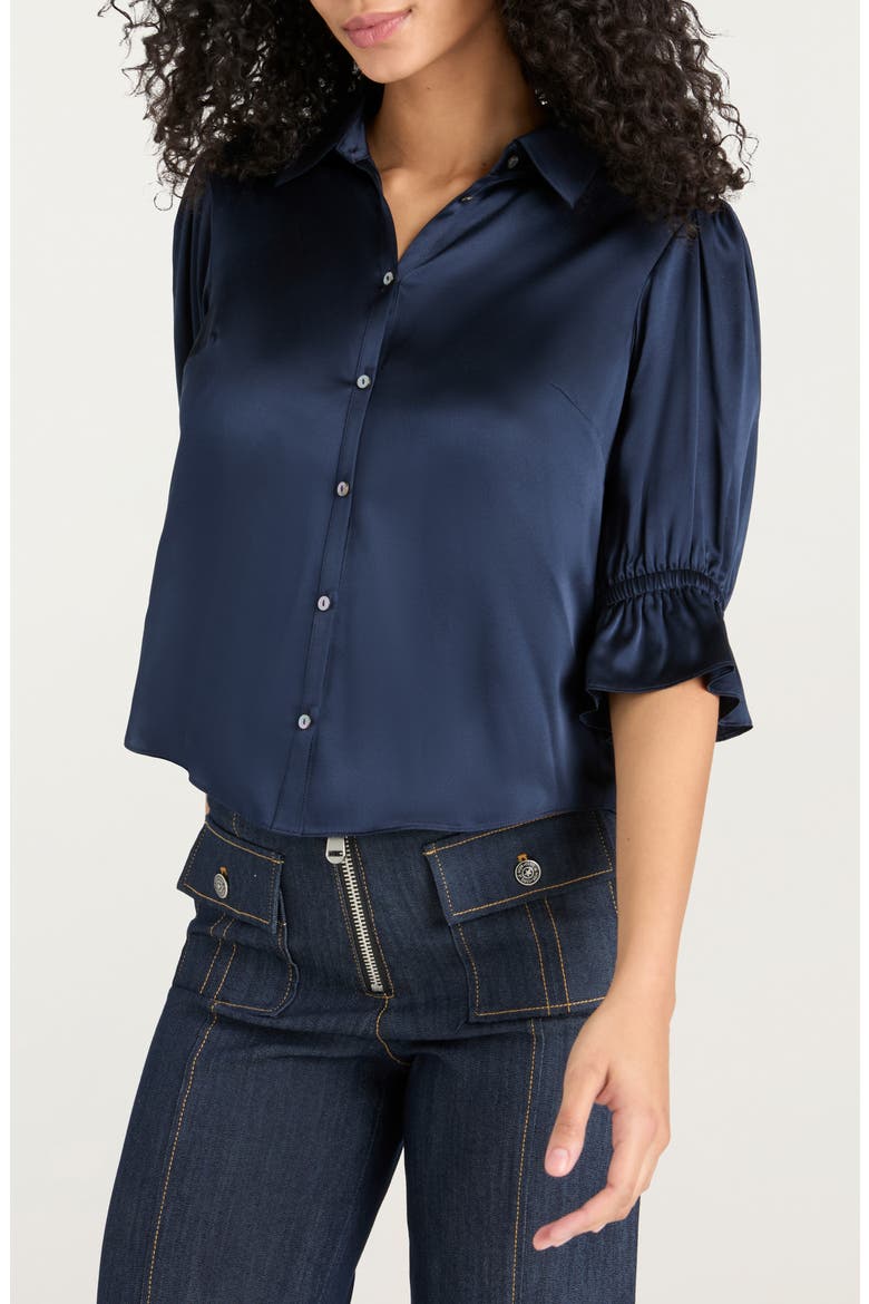 Fiona Ruffle Cuff Silk Button-Up Shirt (Women) | Nordstrom