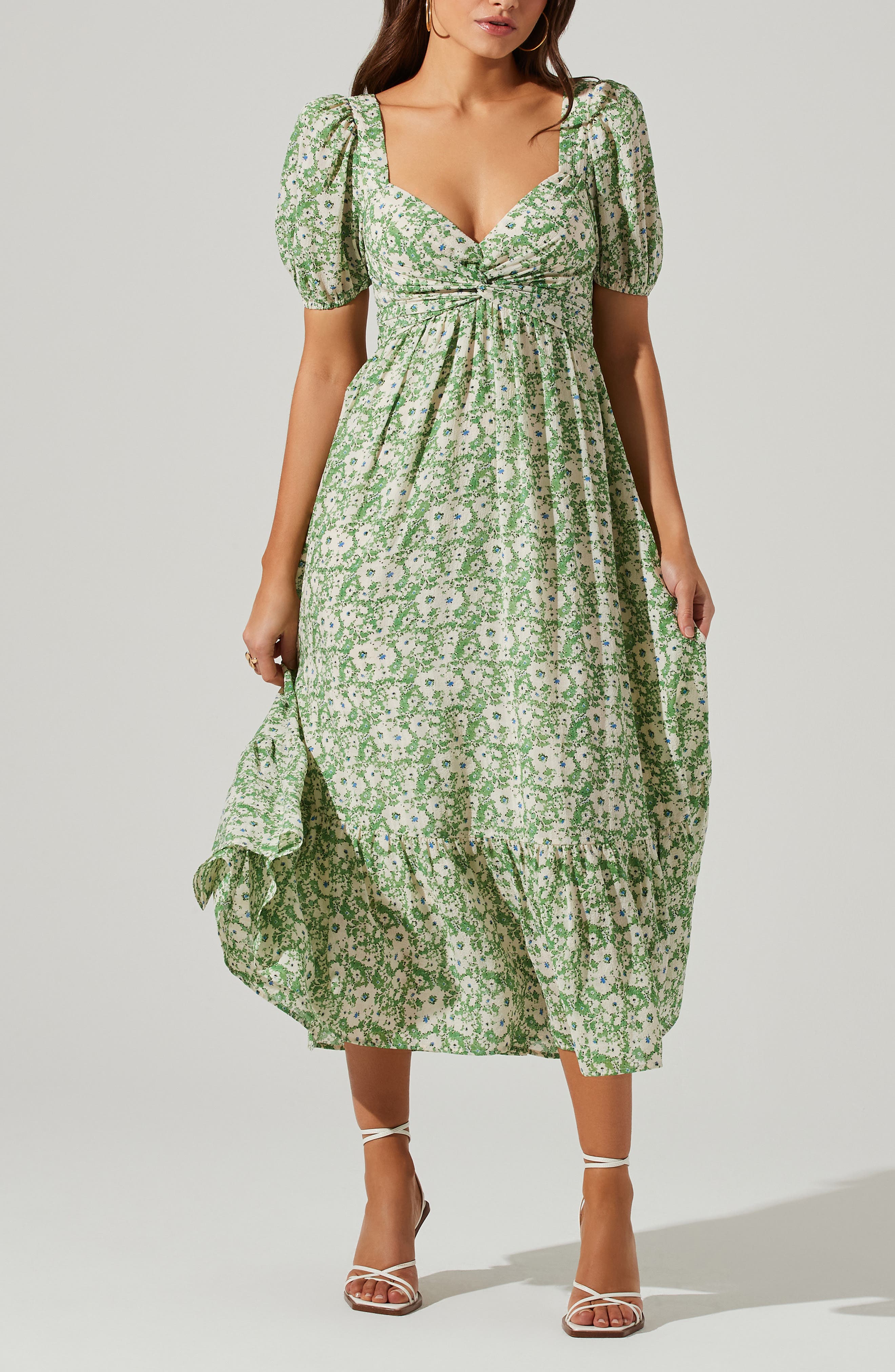 astr twist bust tie back midi dress ASTR the Label | Seraphina Pleated Twist Corset Midi Dress in Butter Yellow