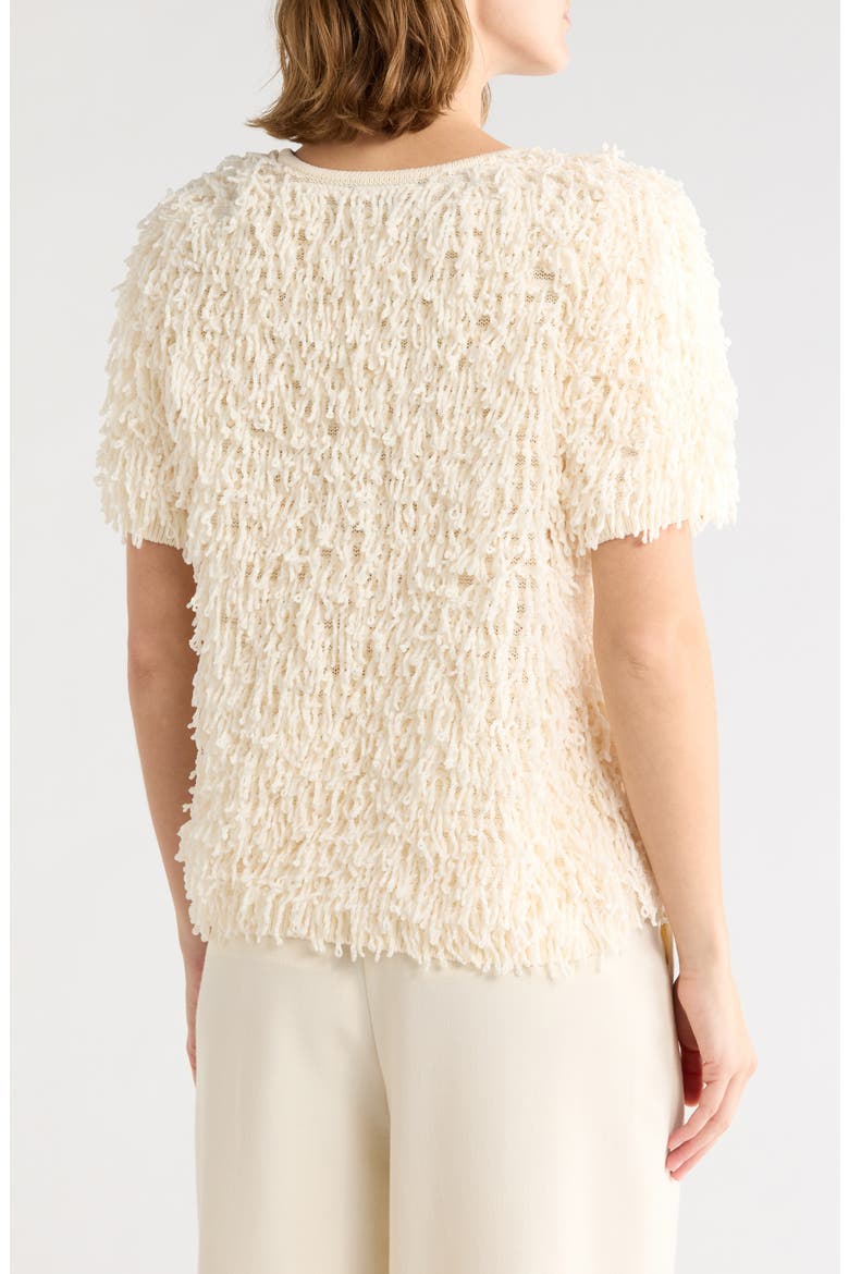 Fringe Short Sleeve Sweater, Alternate, color, CREAM