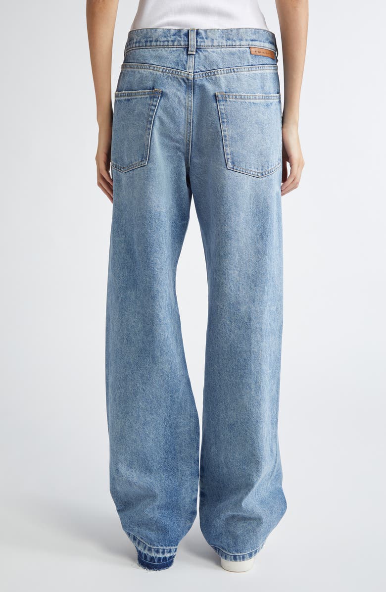 Stella McCartney Contrast Panel Raw Hem High Waist Straight Leg Jeans, Alternate, color, 