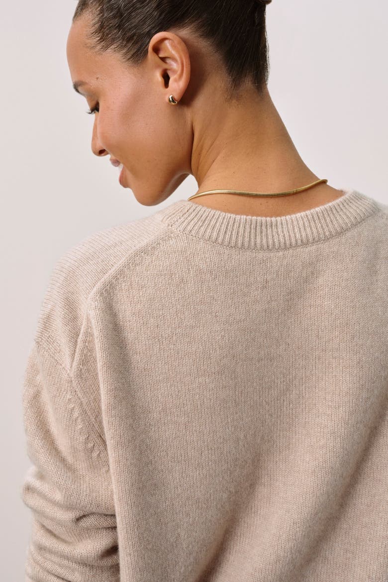 KAIA CREWNECK CASHMERE SWEATER, Alternate, color, Flax