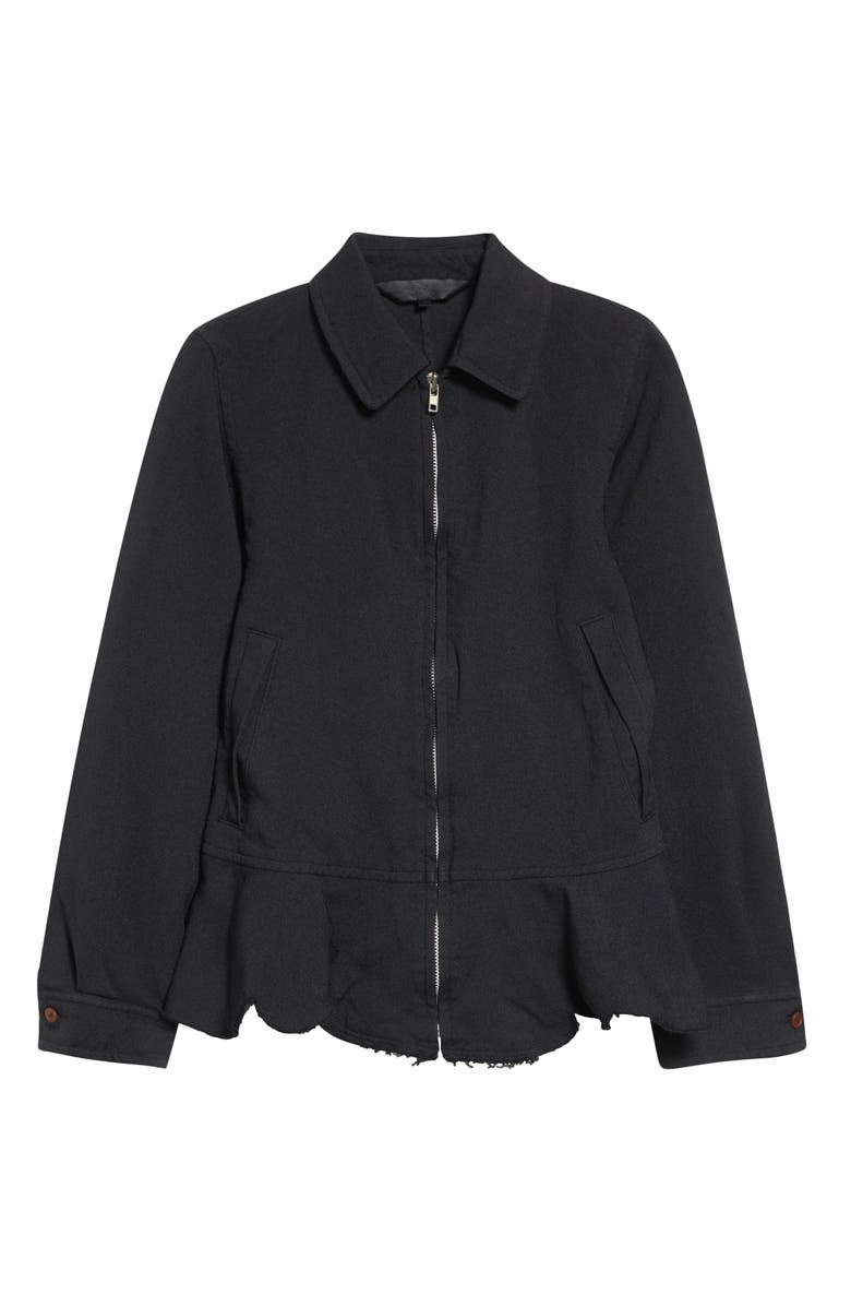 Comme des Garçons Comme des Garçons Raw Edge Gabardine Peplum Jacket, Main, color, Black