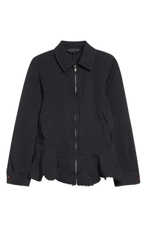 Raw Edge Gabardine Peplum Jacket