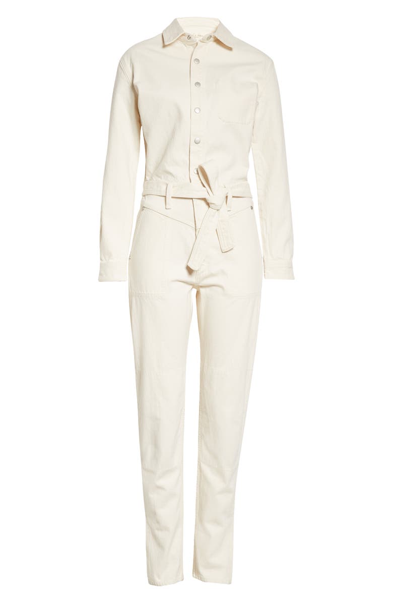 rag & bone Mia Tie Waist Jumpsuit, Alternate, color, Ecru