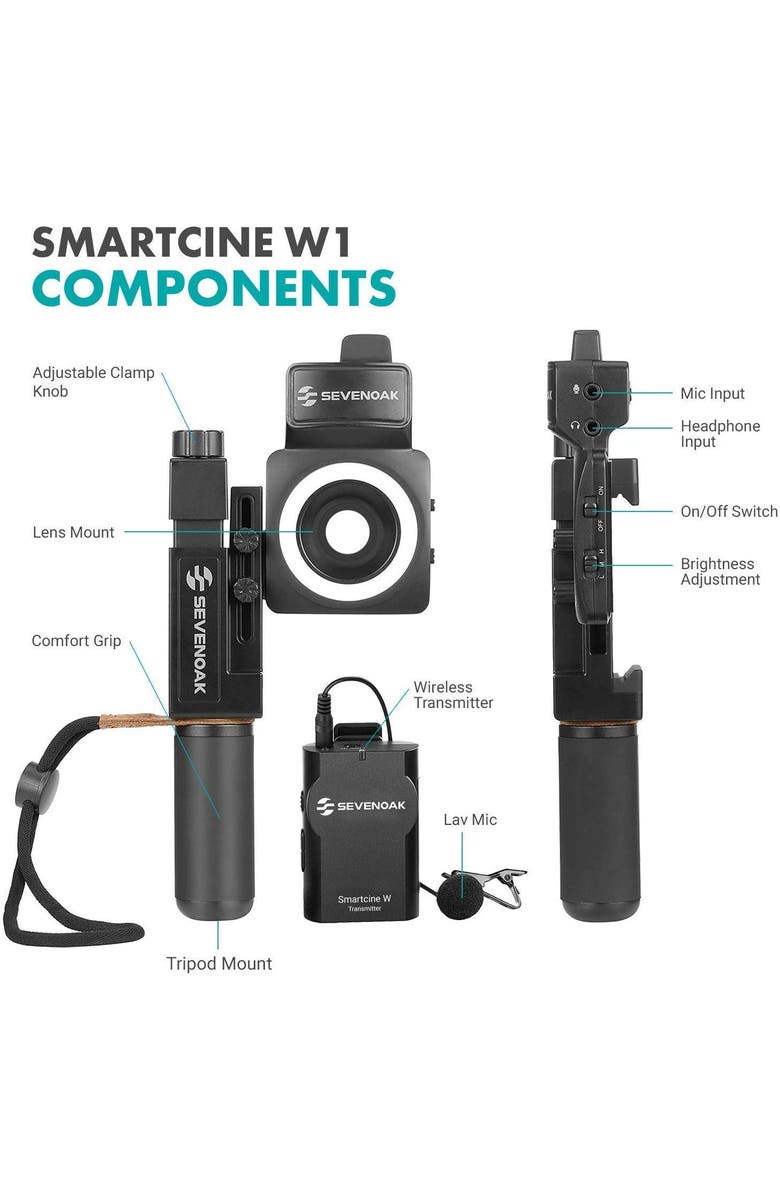 MOVO SmartCine W2 - Wireless Smartphone Video Kit for iPhone/Android, Alternate, color, Black