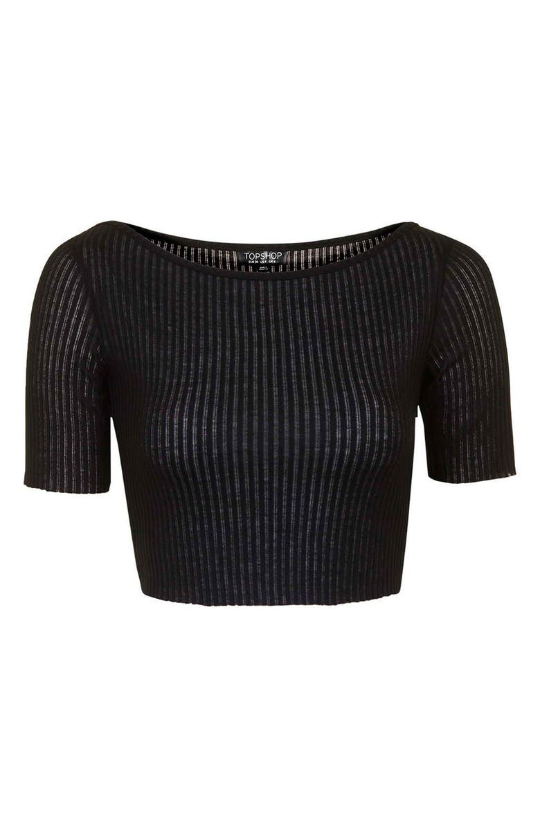 Topshop Raw Edge Crop Tee, Alternate, color, 