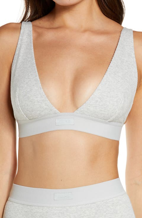 Stretch Cotton Rib Plunge Bralette (Regular & Plus)