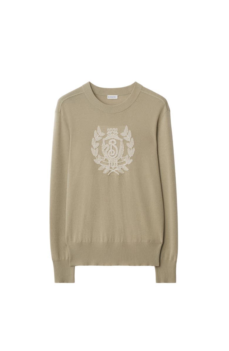 Burberry B Crest Wool Sweater, Alternate, color, Quill