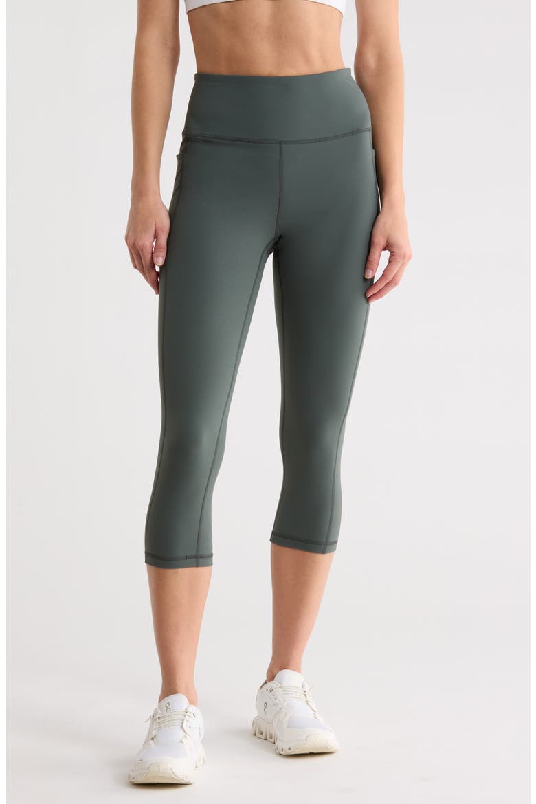 Perform High Waist Pocket 2.0 Crop Leggings, Main, color, GREEN URBAN