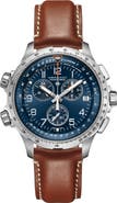 Hamilton Khaki Aviation X-Wind Chronograph GMT Leather Strap Watch, 46mm