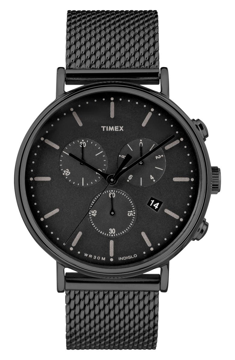 Timex<sup>®</sup> Fairfield Chronograph Mesh Strap Watch, 41mm, Main, color, 