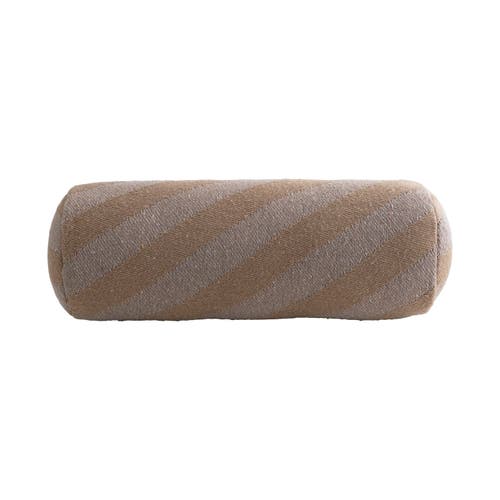 Storied Home Recycled Cotton Blend Bolster Pillow With Woven Stripes In Brown