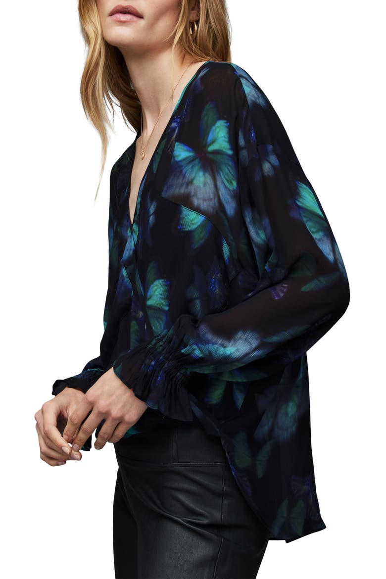 Penny Ceres Floral Print Blouse, Alternate, color, BLACK