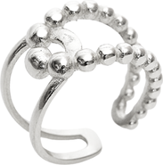 Spero London Beaded Intercepting Circle Sterling Silver Adjustable Ring