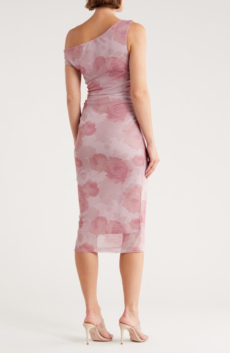 Madden Girl Asymmetric One Shoulder Midi Dress, Alternate, color, Mauve Combo