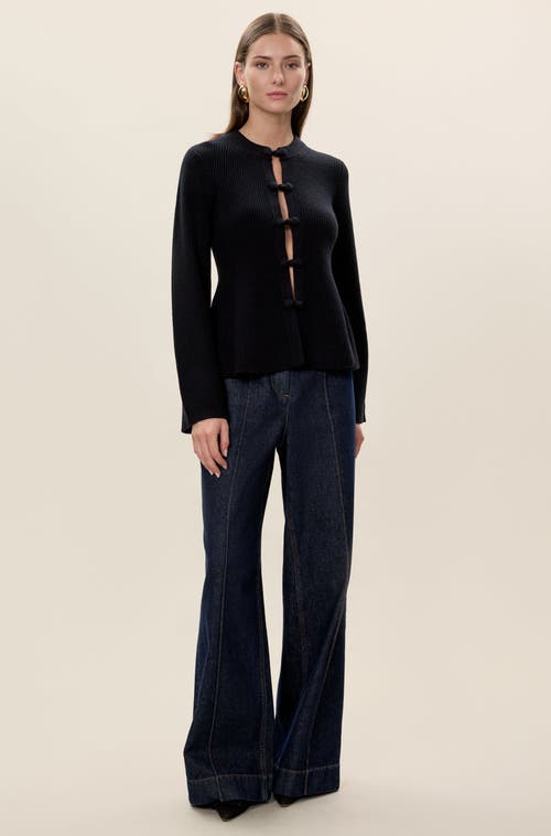 Rebecca Taylor Rhea Knit Peplum Cardi In Black