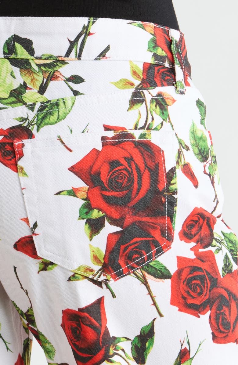 L'AGENCE Blaine Rose Stovepipe Nonstretch Jeans, Alternate, color, White/ Red Romantic Rose