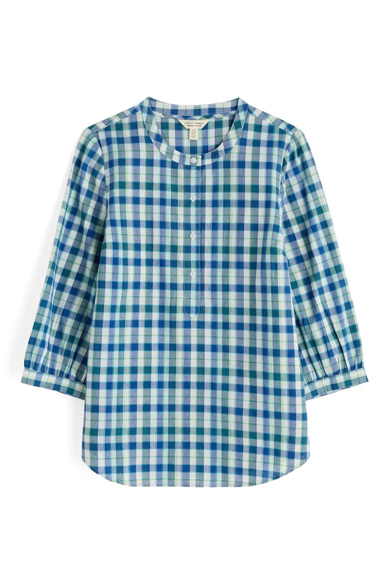 Rose Garden Check Organic Cotton Popover Shirt, Alternate, color, SAMARA SEED KINGFISHER