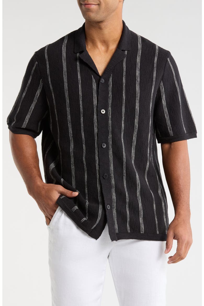 Santa Cruz Stripe Camp Shirt, Main, color, BLACK
