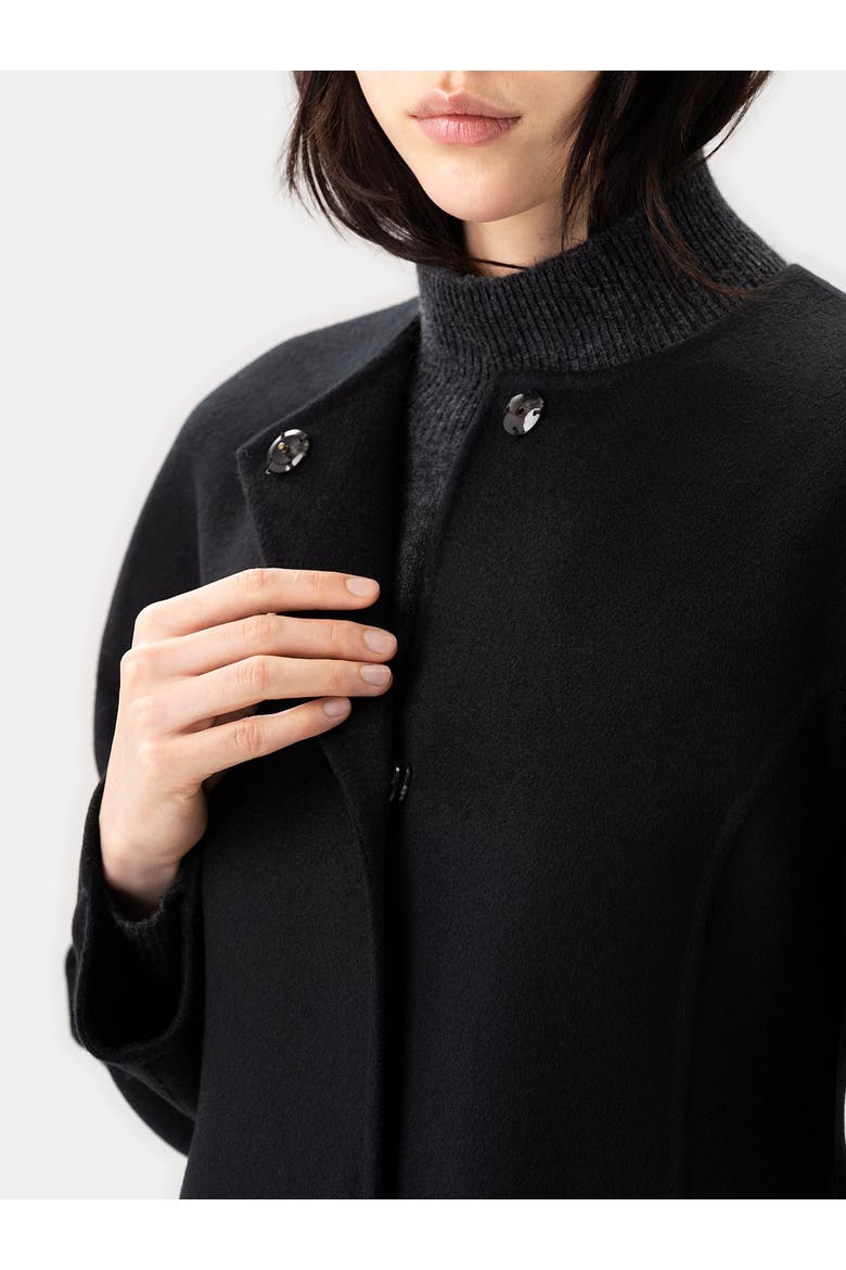 Oval-Sleeve Cashmere Coat, Alternate, color, black
