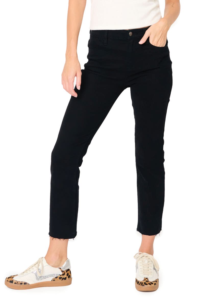 Essential High Waist Raw Hem Crop Jeans, Main, color, BLACK
