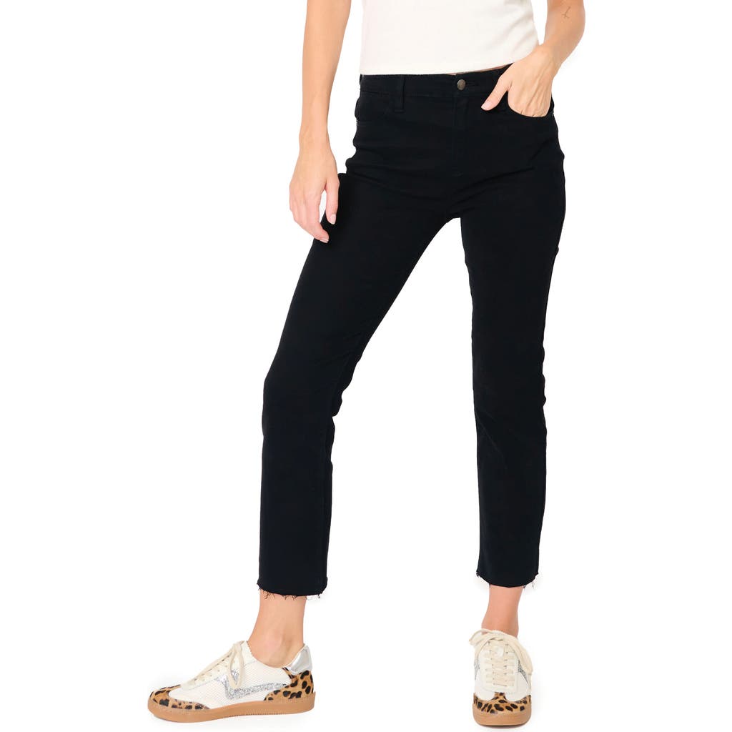 Gibsonlook Essential High Waist Raw Hem Crop Jeans In Black