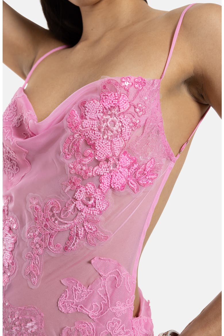 Lace Mix Minidress, Alternate, color, PINK