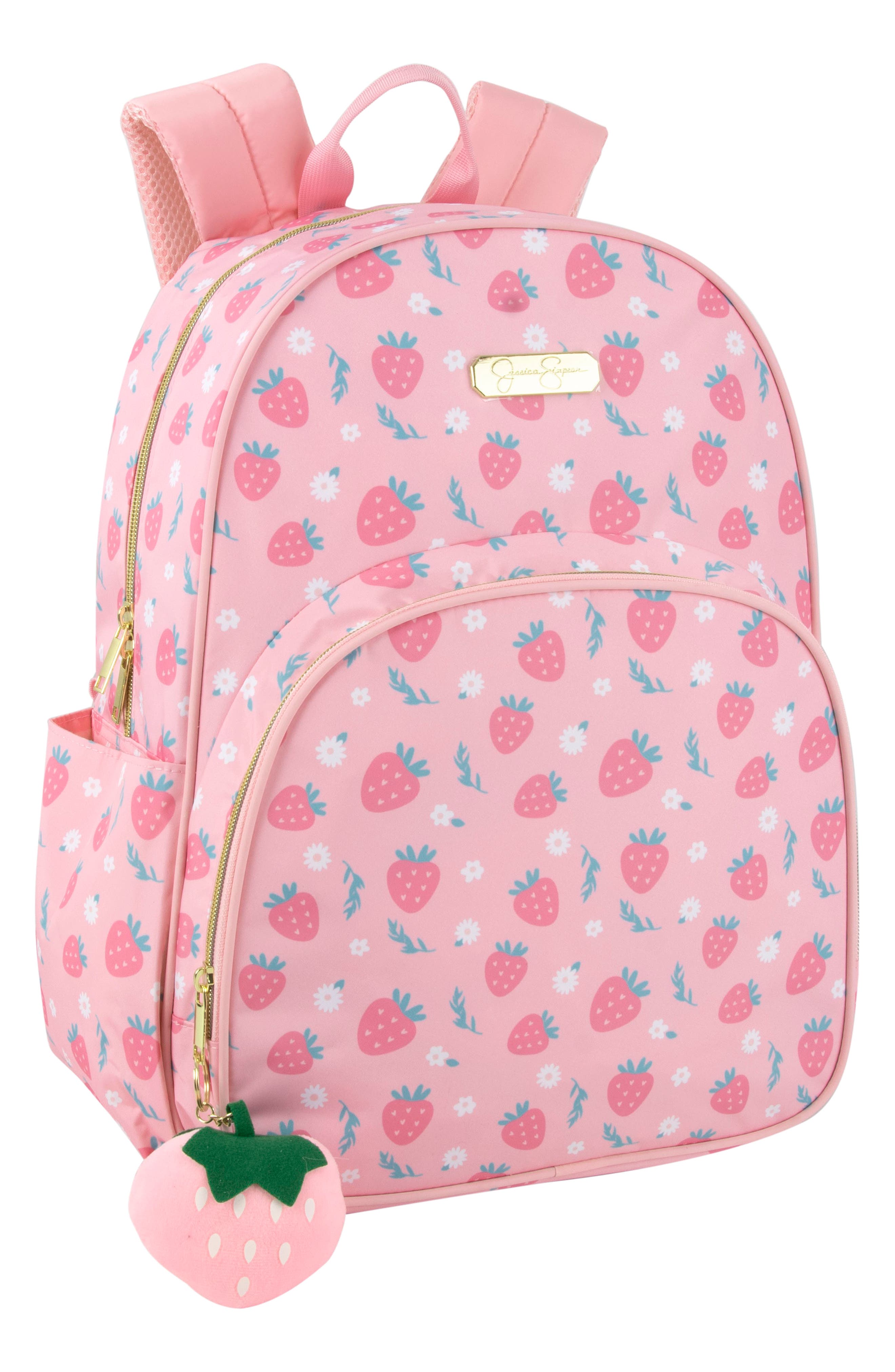 Jessica Simpson Strawberry Print Nylon Backpack, Alternate, color, Pink