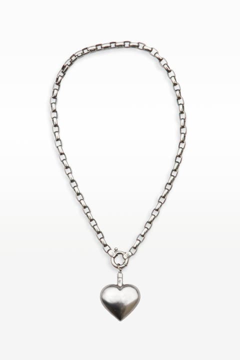 Puffed Heart Paperclip Necklace