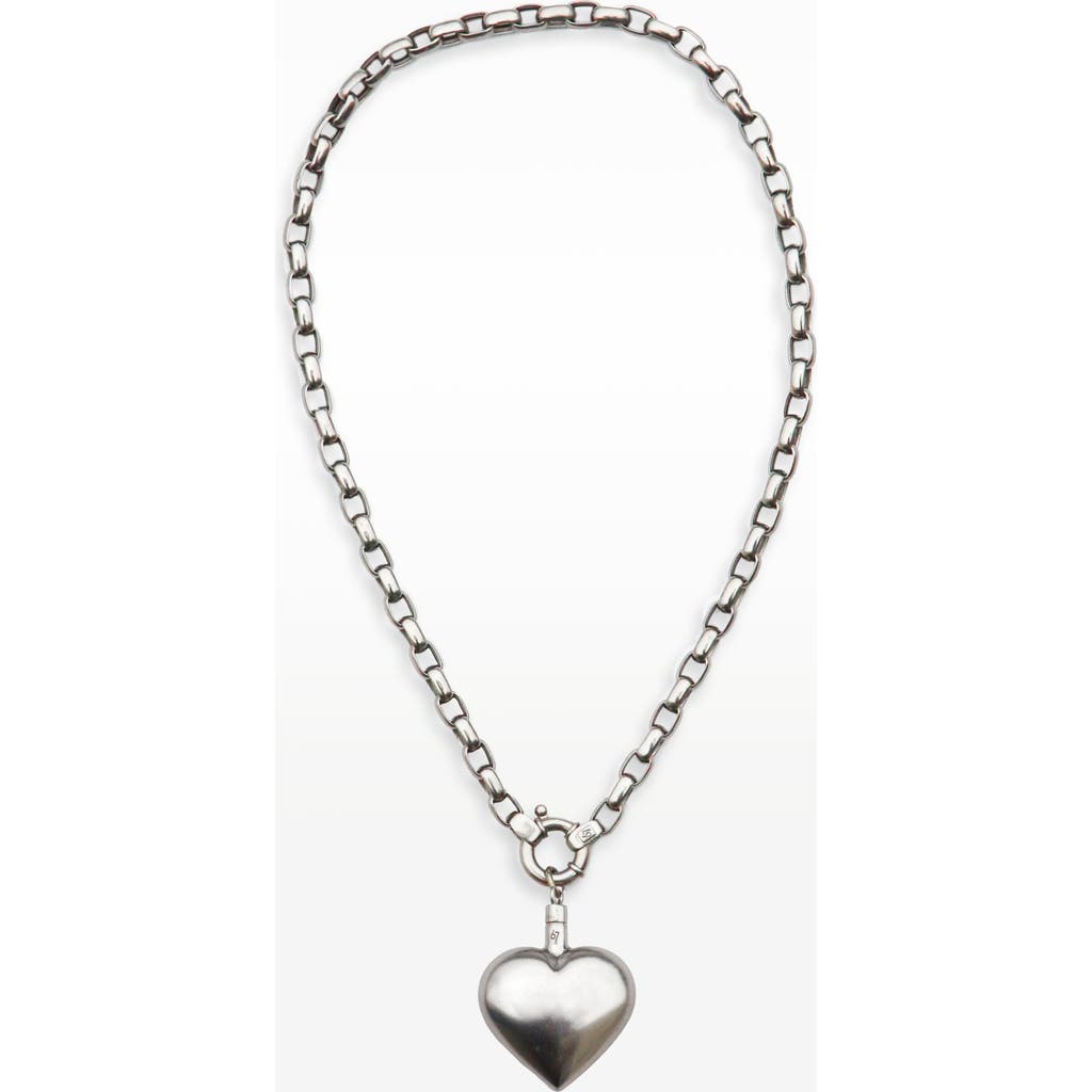 67jewelry Puffed Heart Paperclip Necklace In Silver