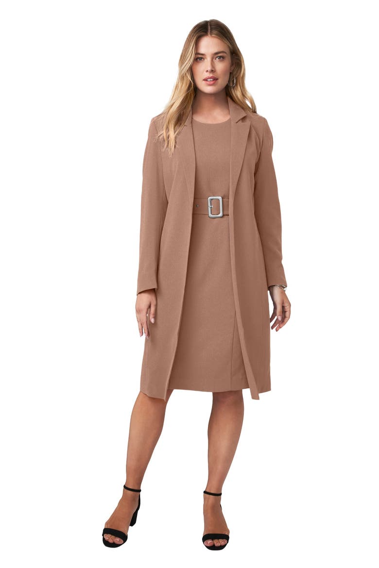 Belted Jacket Dress, Main, color, CREAMY MOCHA