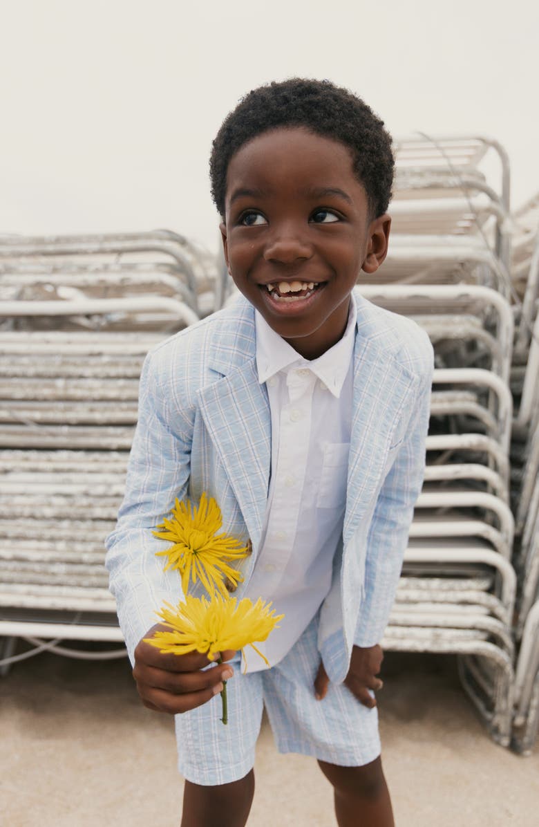 Hope & Henry Kids' Organic Seersucker Short, Alternate, color, Blue Chateau Check