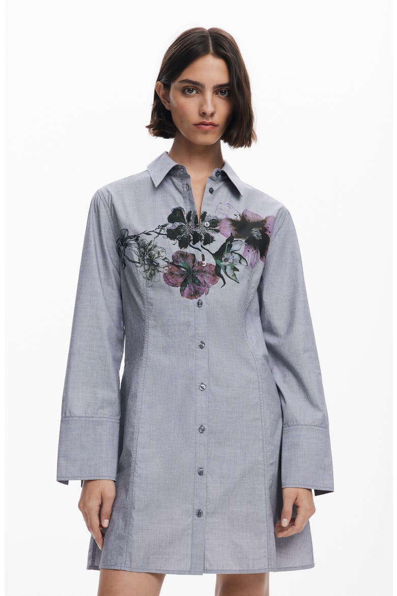 Long Sleeve Shirtdress, Alternate, color, ANTHRACITE GRAY