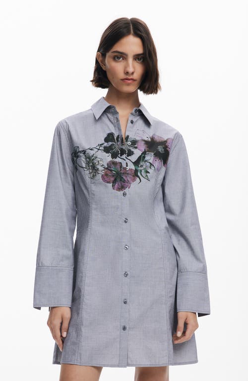 Desigual Long Sleeve Shirtdress In Gray