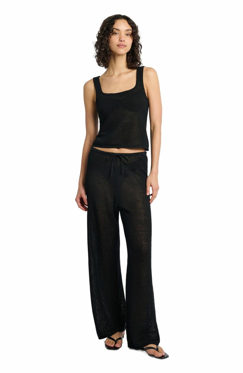 Onia Linen Knit Square Neck Tank, Main, color, Black
