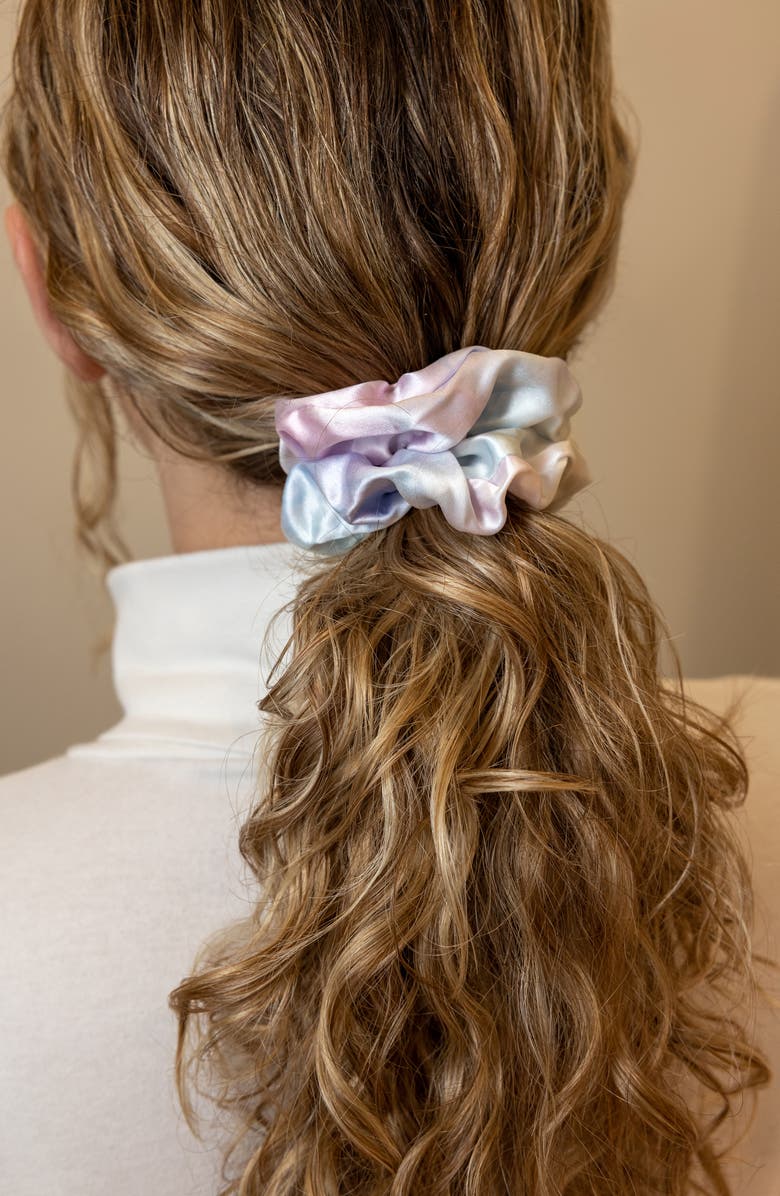 BLISSY Pure Sleep Silk Pillowcase & Scrunchie Set, Alternate, color, White/ Multi