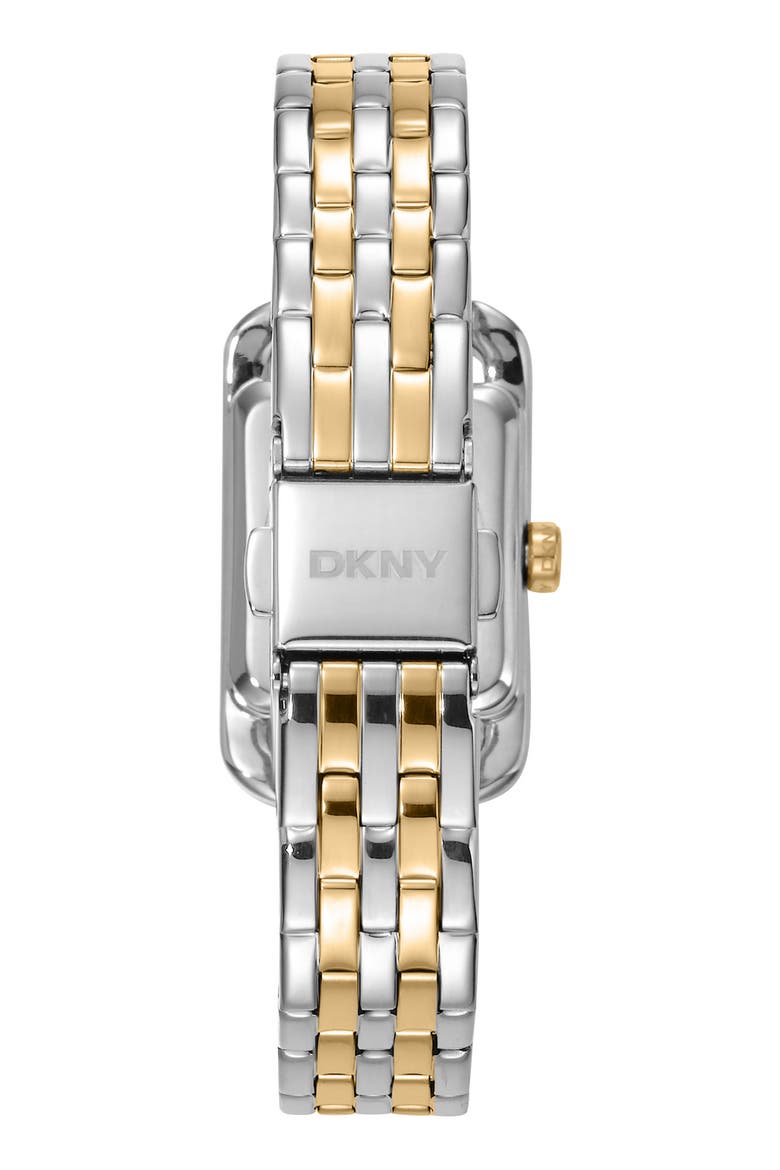 Signature Shape Crystal Bezel Tank Bracelet Watch, 20mm x 33mm, Alternate, color, WHITE MOP
