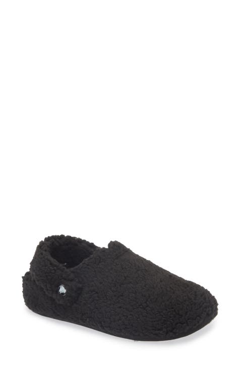 Black fur slippers shops