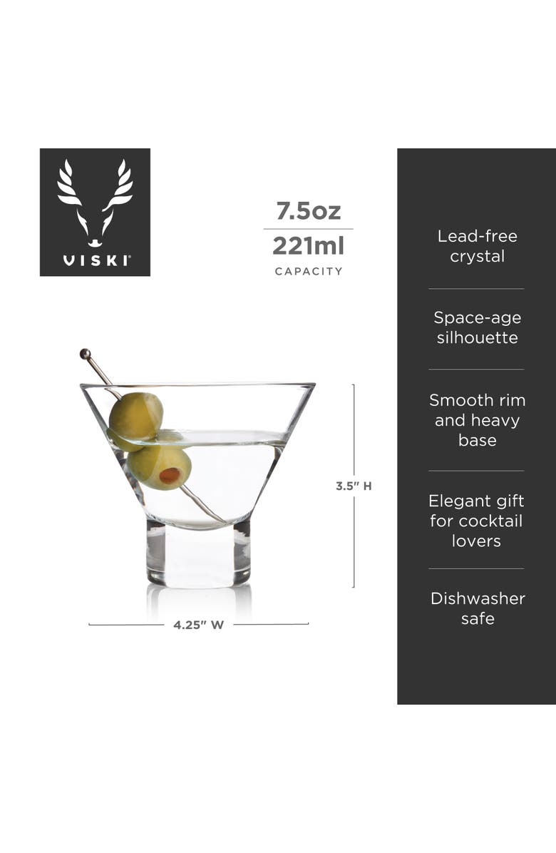 Viski Raye Crystal Heavy Base Martini Glasses Set of 2, Alternate, color, Clear