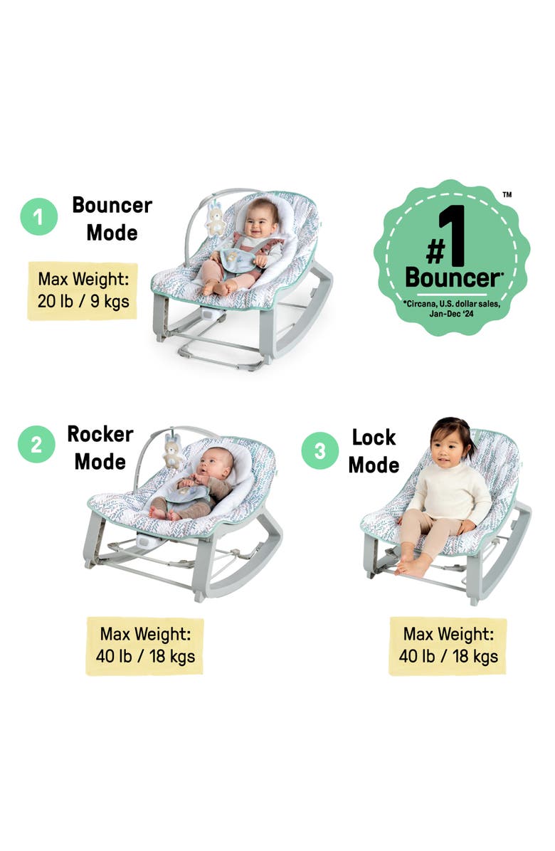 INGENUITY Keep Cozy 3-in-1 Grow with Me Baby Bouncer, Alternate, color, Multicolored