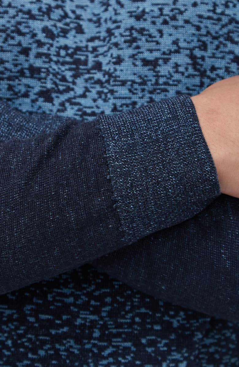 Bugatchi Pattern Crewneck Merino Wool Sweater, Alternate, color, Air Blue