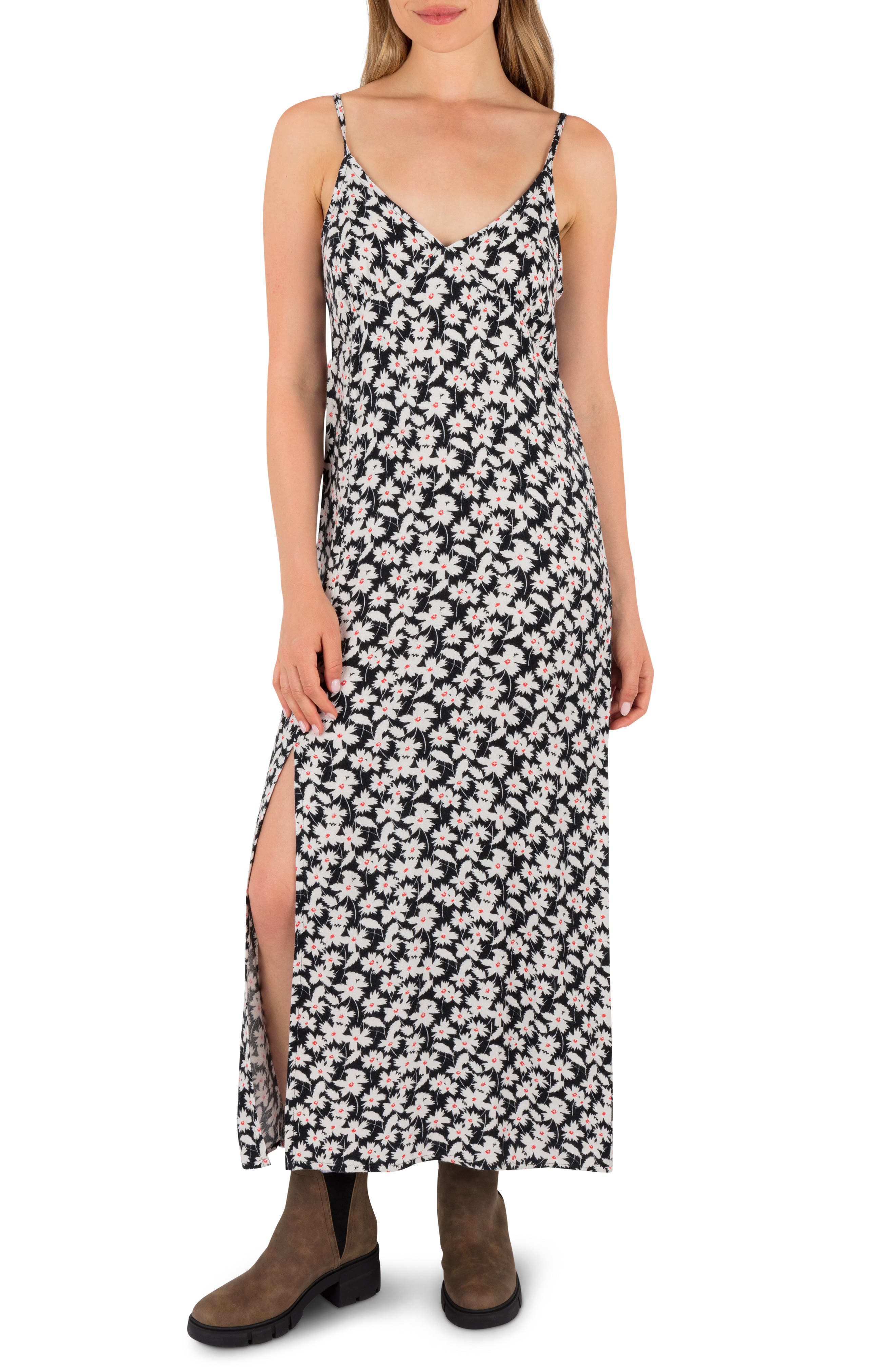 Hurley Amour Floral Print Maxi Slipdress