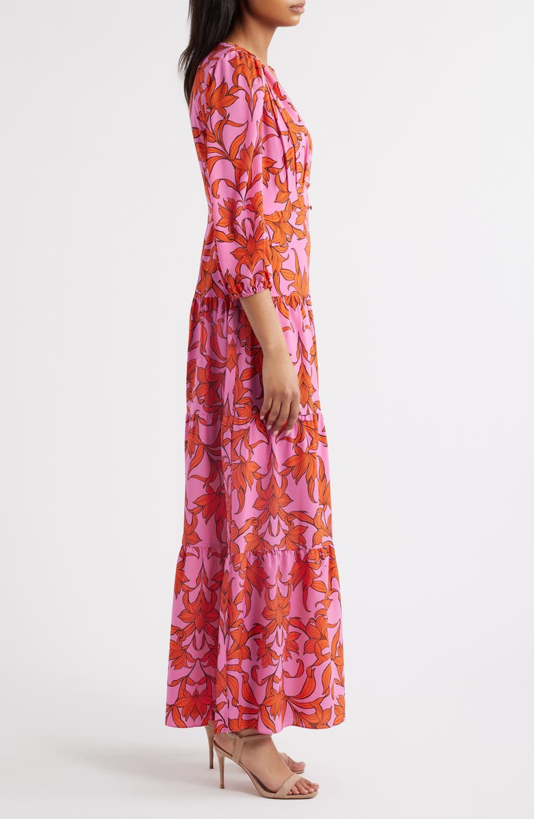 Vince Camuto Print Long Sleeve Ruffle Hem Maxi Dress, Alternate, color,