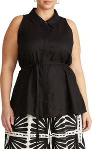 Universal Standard Adelaide Linen Blend Tie Waist Top