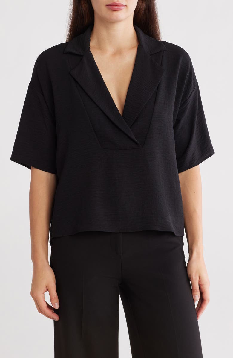 Renee C Oversize Short Sleeve Popover Top, Main, color, Black